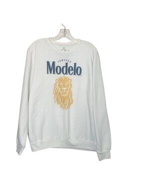 Modelo Cerveza Sweatshirt Small White New WOT Lion Graphic